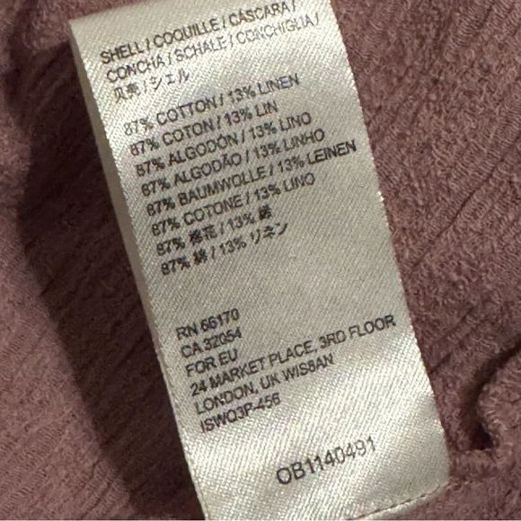 Free People Clementine Mauve Short Sleeve Belted Dress Size L Cotton‎ Linen - Picture 6 of 8